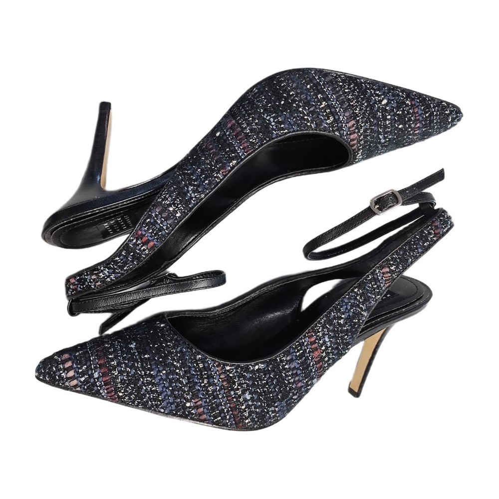 White House Black Market Teresa Slingback Heels Womens‎ Size 7.5M Multi Tweed